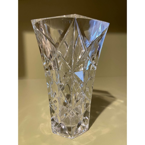 Vintage Approx. 10" Lead Crystal Flower Hexagonal Vase - Picture 3 of 10